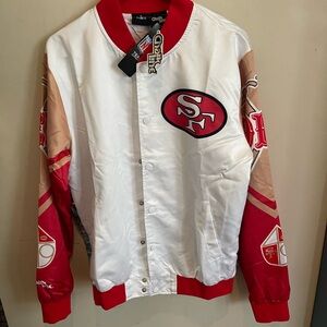 Chalkline 49ers Retro Varsity Jacket in Red, White, and Tan